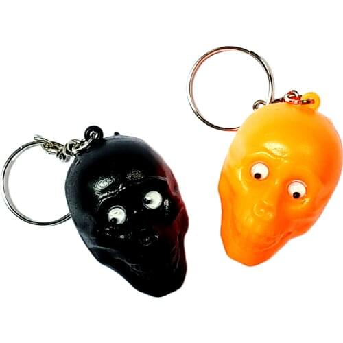 2 Pcs Halloween Joke Key Chain With Skull Skeleton Head Favour Pinata School Bag Party Favors Gift Novelty Birthday Prize toys