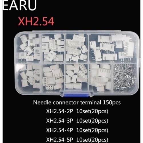 230pcs XH2.54 2p 3p 4p 5 pin 2.54mm Pitch Terminal Kit / Housing / Pin Header JST Connector Wire Connectors Adaptor XH Kits Box