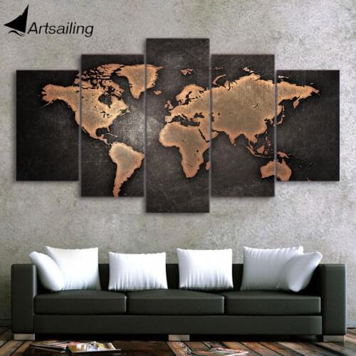 ArtSailing HD print 5 piece canvas art abstract Map Painting wall pictures for living room posters home decoration modern art