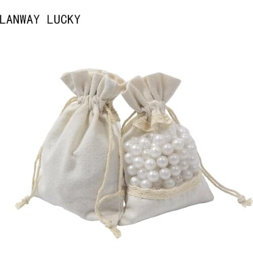 50pcs Cotton Linen Pouch 10x14cm Cotton Muslin Drawstring Pouches With Organza Window Wedding Festival Party Favors Gift Bag