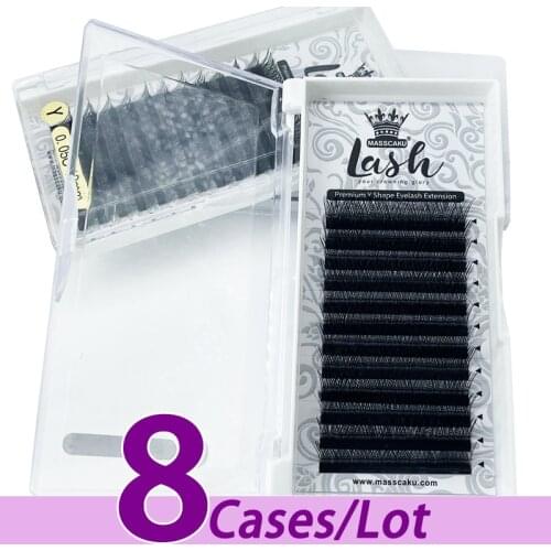 8pcs/lot MASSCAKU YY premade 8-15mm fans eyelash extensions for salon individual eyelash extensions for wholesale price OEM