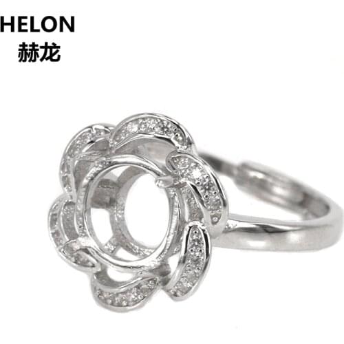 925 Sterling Silver 9x9mm Round Cabochon Semi Mount Ring fit Amber Garnet Opal Lapis Lazuli Setting Fine Jewelry 20pcs/lot