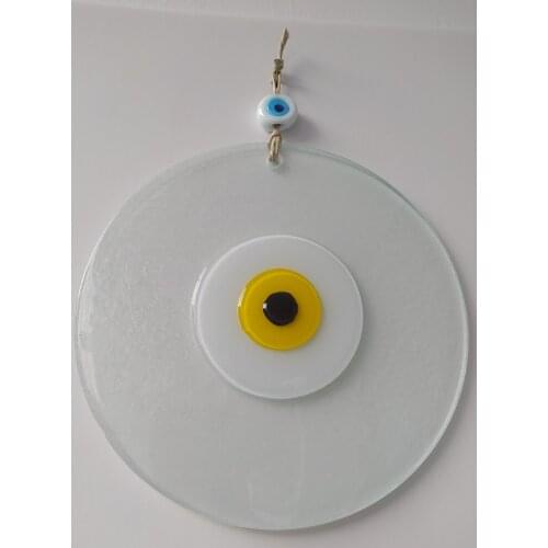 White Evil Eye 20cm Glass Bead Pendant Charm Turkish Handmade Big Amulet for Wall Hanging Talisman Protector Boho Home Decor