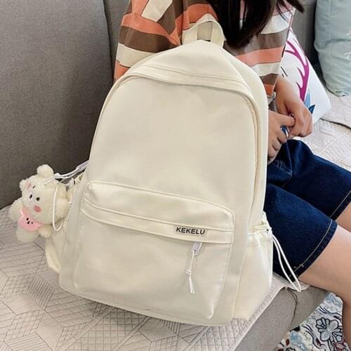 White Backpack Anti Theft Woman School Bag Ladies Nylon Bookbag Casual Female Waterproof Backpacks Girls Student Travel Rucksack