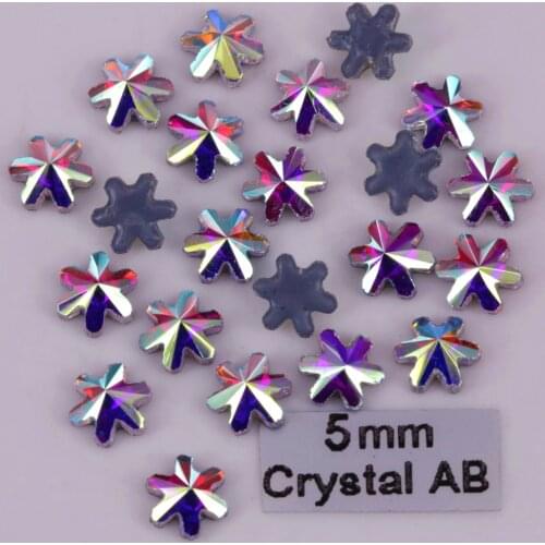 Free Shipping! High Quality 5mm, 6mm Crystal AB Snowflake Flat Back Hotfix Rhinestones / Iron On Flat Back Crystals