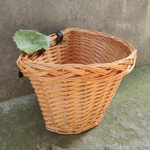 Childrens Wicker Bicycle Basket, Traditional Wicker Bicycle Front Basket Manual Technology Waterproof No Break