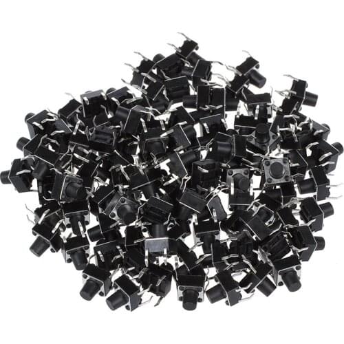 Hot SODIAL(R) 100 Pcs 6x6x7mm Momentary Tactile Tact Push Button Switch 4 Pin DIP Through Hole