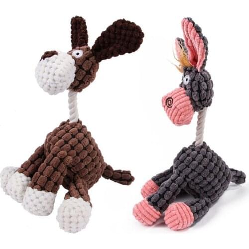 Dog Donkey Squeaking Pet Chew Toy Cute Plush Puzzle Interactive Toy Chew Squeaker Bite Resistant Toys For Dogs Cat