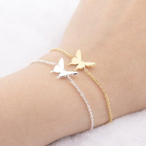 Dainty Romantic Butterfly Charm Bracelets jewelry Women Stainless Steel Bridesmaid Bracelet Sister Mom Girls Friend Best Gifts