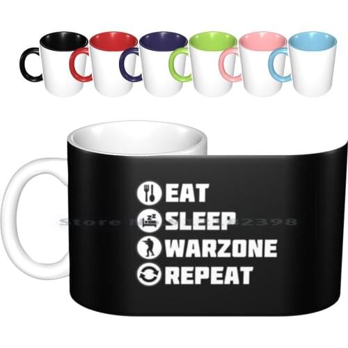 Eat Sleep Warzone Repeat Ceramic Mugs Coffee Cups Milk Tea Mug Gamer Gaming Esports Warzone Ps4 Pc Unique Original Cool Compton