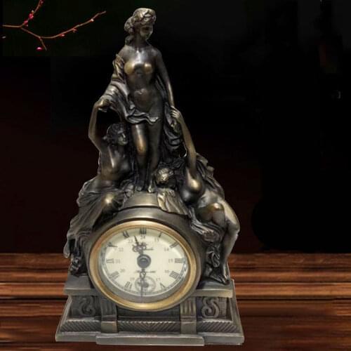 Classical European-style pure copper Western beauty mechanical clock ornaments home decoration craft gifts