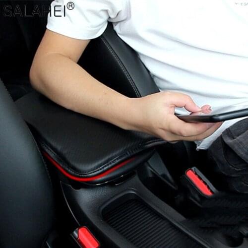 Carbon Fiber Car Armrest Mat Box Cover Auto Arm Rest Covers Cars Heightening Cushion Cover Interior Car-styling Auto Accessories