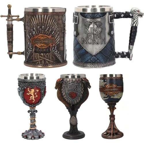 Mugs and Cups Creative 3D Coffee Beer Mugs Drinkware Cup Beer Drinkware Cups King In The North Stainless Steel Cup