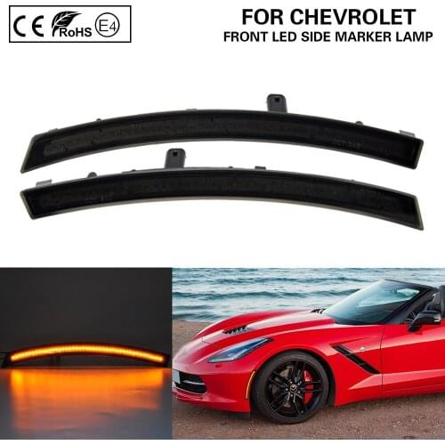 2X LED side marker light Front Amber Smoke lens US version for 14-19 Chevrolet Corvette C7