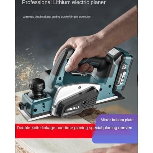 Lithium battery portable electric planer Woodworking planer Household desktop electric planer Press planer bench planer Small wo