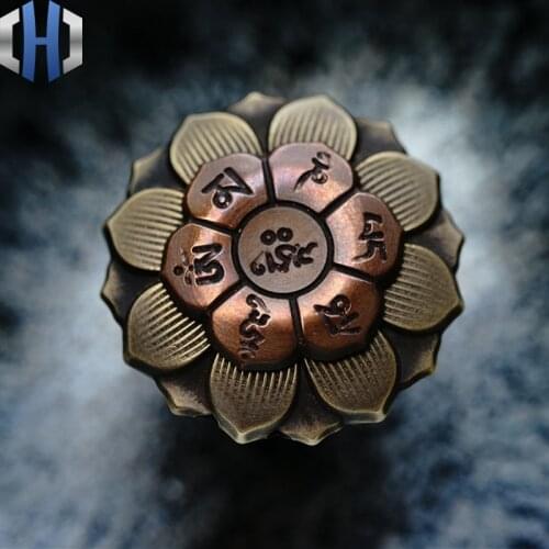 Mini Buddha Eye Lotus Fingertip Gyro Adult Decompression Toy EDC Pendant Gyro Pure Copper Brass Pendant