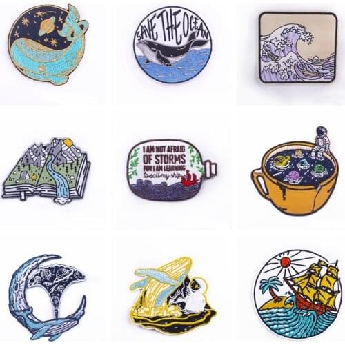 Diy Outdoor Landscape Patch Sticker Sewing Badge Embroidered Patches For Clothing Applique Stripe Patch Inon Patch On Clothes