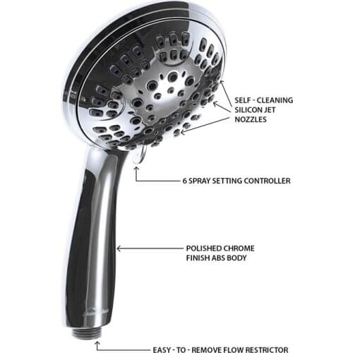 1pc Shower Head Hand-held Rain 6 Function ABS Shower Bathroom Shower Accessories Pressurized Wwater-saving Shower Sprayer
