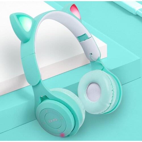 Cat Ears BT Headphone Gaming Headsets Cute Girl Gift Flash Light LED Wireless Earphones With Microphone For Xiaomi Iphone