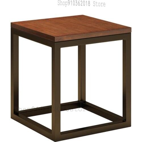 Custom American Dining Chair Home Small Stool Low Stool Solid Wood Iron Art Square Stool Simple Wooden Creative Living Room Coff