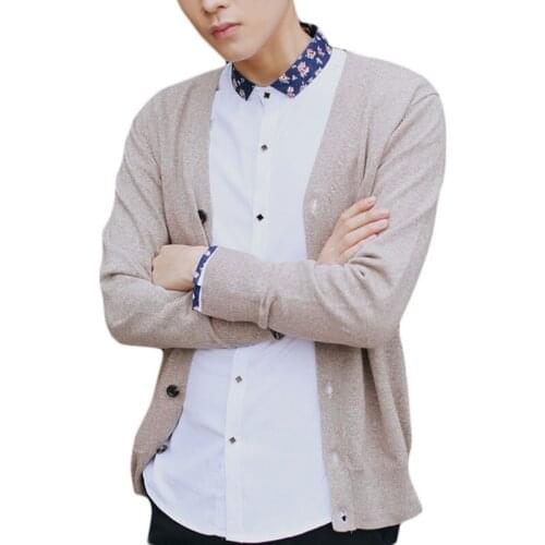 New knitting men sweater cardigan boys clothing casual long sleeve v-neck cotton sweater male youth slim thin sweaters men coat