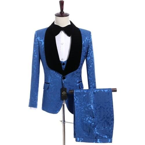 New Arrival Groomsmen Shawl Lapel Groom Tuxedos Side Vent Men Suits Wedding Best Man Blazer ( Jacket+Pants+Bow Tie+Vest ) C142