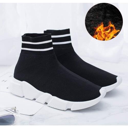 Sooneeya Autumn Stretch Sock Boots Women Winter Snow Fur Ankle Boots Unisex Shoes Big Size 45 Brand Sock Shoes Couple Sneakers