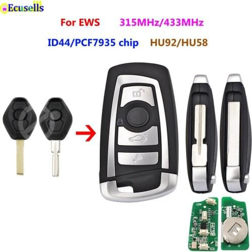 Flip 3 Button 315MHZ 433MHZ Remote Key Fob ID44/ PCF7935 Chip for BMW EWS 325 330 318 525 530 540 E38 E39 E46 M5 X3 X5 HU92/HU58