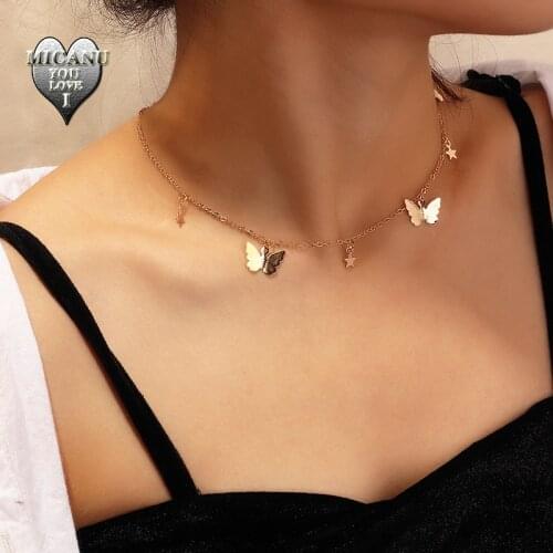 Necklase butterfly pentagram star colgante powerpuff girls fashion boho naszyjniki damskie ofertas relampago gifts for women2020