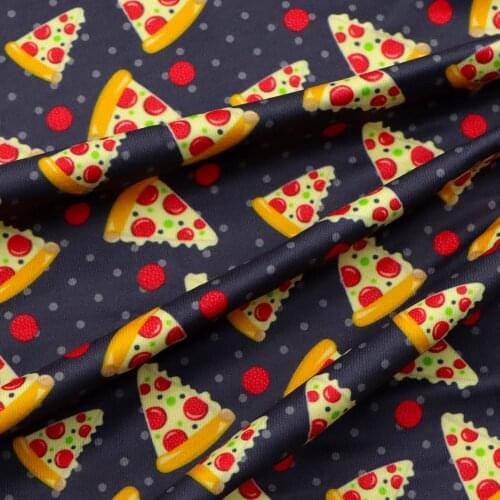 Pizza Donuts French Fry Double Brushed Poly Knit Stretch Sewing Quilting Fabrics Needlework Material DIY Handmade Cloth,1Yc19028