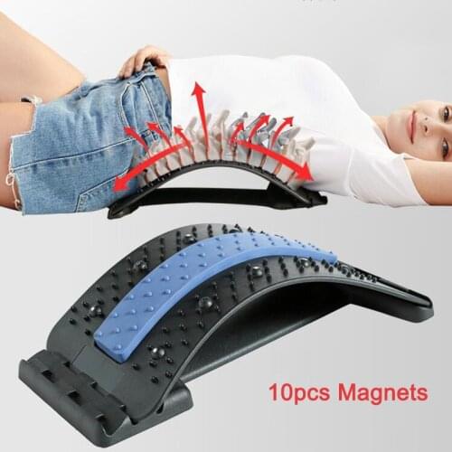 Back Stretcher Device with Magnetic Points Back Pain Relief Yoga Training Back Stretching Adjustable Settings for Back Strecher