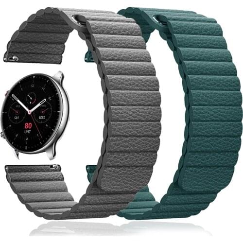 Magnetic Buckle Leather Band for Huami Amazfit GTS 2/Bip Watch Wrist Strap for Amazfit GTR 2/2e Stratos Watch Watchband 20 22mm