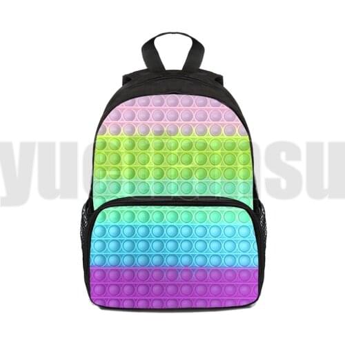 Hot 3D Anime Family Games Push Rainbow Pop Fidget Bag POP It Backpack Children Bag Kids 12/16 Inch Bookbag for Kindergarten New