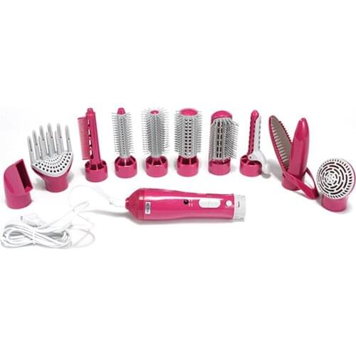 10 In 1 Hot Air Brush Salon Hair Dryer Interchangeable Comb Professional Electric Curler Styling Tools
