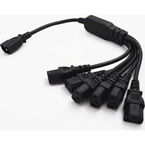 IEC 320 C14 Male Plug to 6XC13 Female Y Type Splitter Power Cord , C14 to 6 x C13, 250V/10A