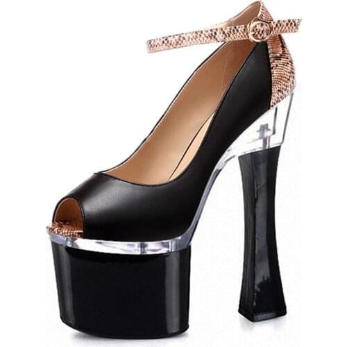 Fashion in Europe and the United States fish mouth low help shoes waterproof table nightclub 18-20cm high heels