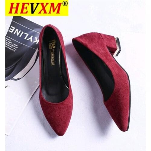 Pointed High Heels Square Heel Pumps Women Spring Autumn Shoes Woman Fashion Shallow Office Shoes Slip-On Wedding Ladies Shoe
