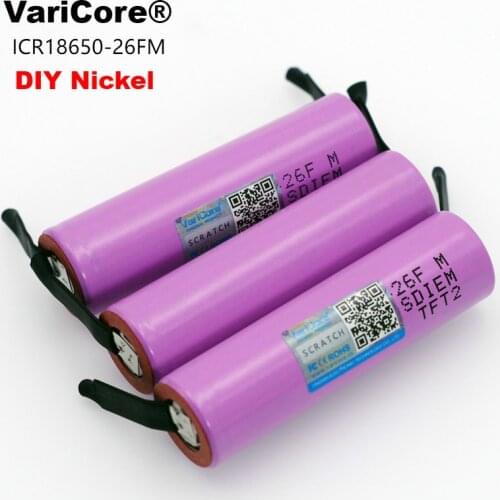 VariCore New 18650 ICR18650-26FM 2600mAh Li-ion 3.7v Rechargeable Battery + DIY Nickel batteries