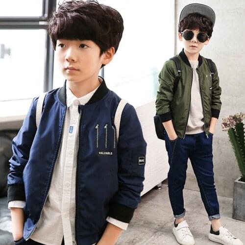Boys Windbreaker Jacket 2020 Spring Autumn Jackets for Boy Coat Bomber Jacket Green Kids Children solid Jacket 3 6 9 10 12Years