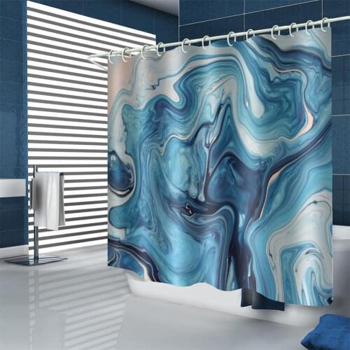 3D color ink and marble printing Nordic style shower curtain set hook natural landscape home decoration bathroom curtains