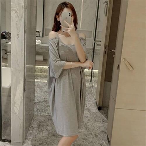 AECU Womens Nightdress Sleepshirts Spaghetti Strap Sleepwear Plue Size Ladies Lingerie Nightgowns Female Underwear Dresses