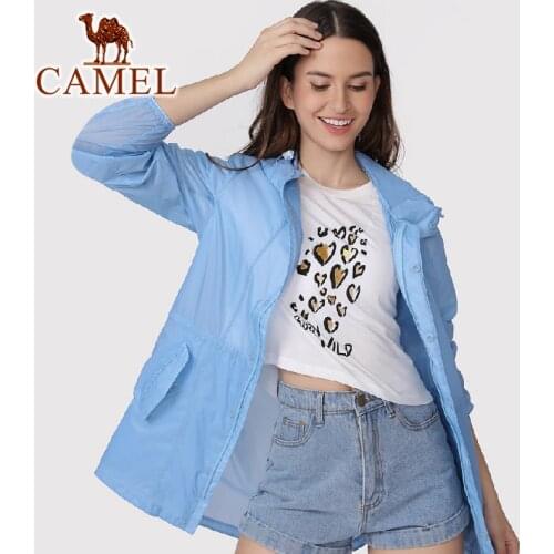 CAMEL Summer Fashion Outdoor Sun Protection Clothing Women UV Protection Sportswear Mid-length Skin Windbreaker Jacket Female