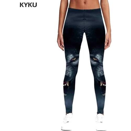 KYKU Animal Leggings Women Leggings Spandex Fitness Pants Sexy Wolf Trousers Push Ups Leggins Womens Leggings Pants Fitness Slim