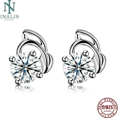 INALIS Fashion Romantic Zircon Earrings Real 925 Sterling Silver Stud Earring For Woman Girl Anniversarys Day Gift New Arrival
