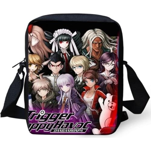 Womens Messenger Bags Danganronpa Prints Pattern Girls Cross Body Bag Hot Anime Designer Girls Mini Flaps Bags