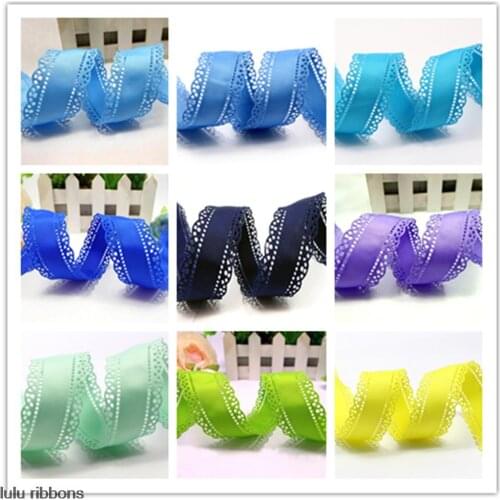 1-1/8"30mm Newest Solid Color Hollow Grosgrain Ribbon Stamped Flower Polyester Ribbon DIY Handmade Bowknots 100yards/roll