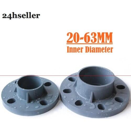 1pc UPVC Inner 20 25 32 40 50 63mm Flange Pipe Connector Hose Adapter Hardware Fittings PVC Pipe Tube Parts Slip Socket Flanges