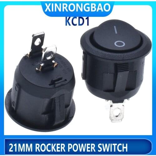 10PCS Rocker Switch On Off Push Buttom Switch 2 Pins 2 Way 6A250V Boat Switch Control power black Hot sale KCD1-02 Rocker Switch