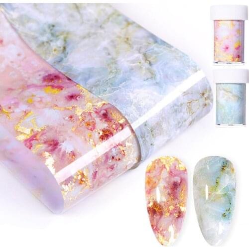 16Pcs mixed Shell Abalone Marble Nail Art Sticker Gradient Mermaid Flakes Nail Foil Decal Decor Water Transfer Stickers Decals