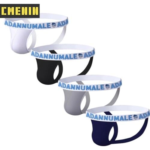 4PCS 2021 New Cotton Underpants Gay Men Sexy Mans Underwear Thong Men Jockstrap Breathable Mens Thongs And G strings U Pouch